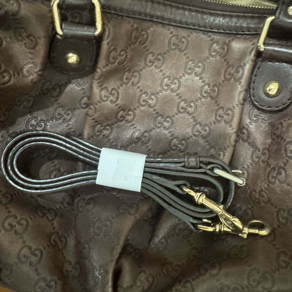 Gucci Dark Brown GG Embossed Leather Shoulder Bag - Picture 12 of 12